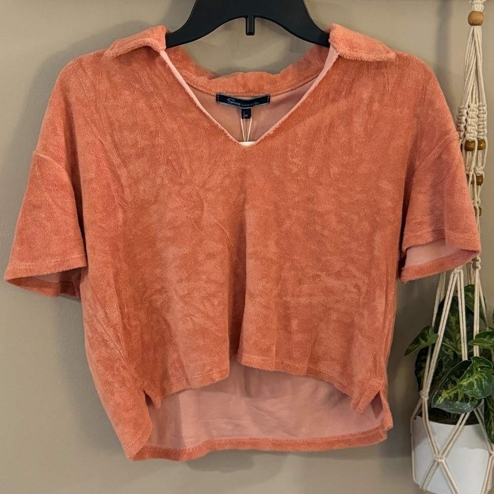 Shore Women's Terry Coral Beach Top Size MEDIUM NWT